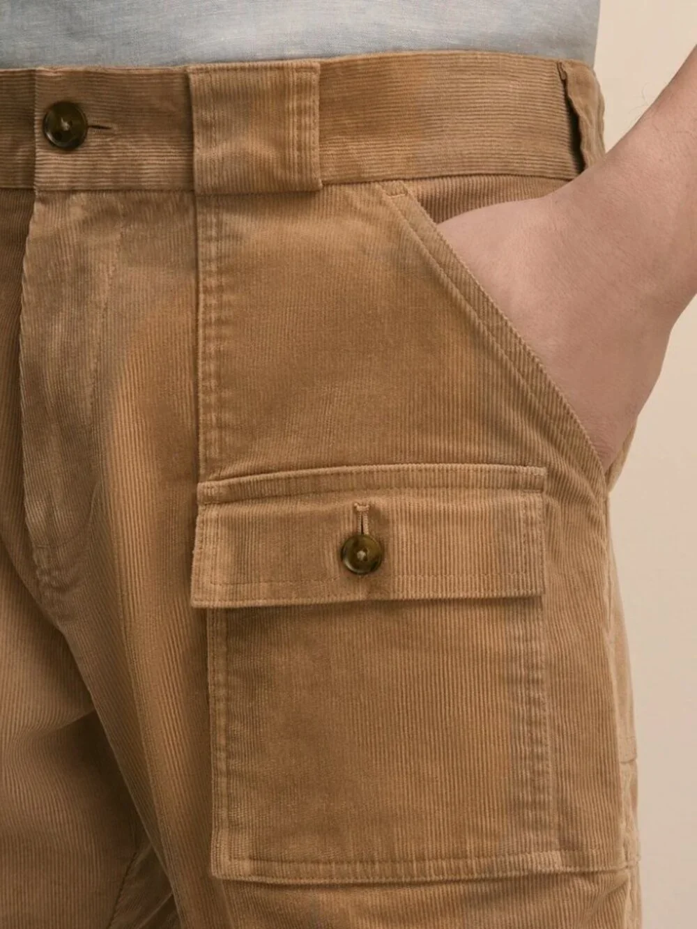 Brooks Brothers 6.5" Cotton Corduroy Camp Shorts Size 30 Medium Beige - Picture 3 of 5